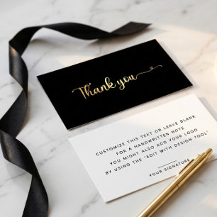Minimalistic Thank You Black Gold Foil Card