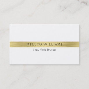 Minimalistic tin metallic gold stripes on white business card