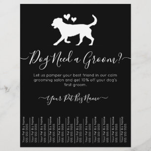 Minimalistic Trendy Black and White Dog Grooming Flyer