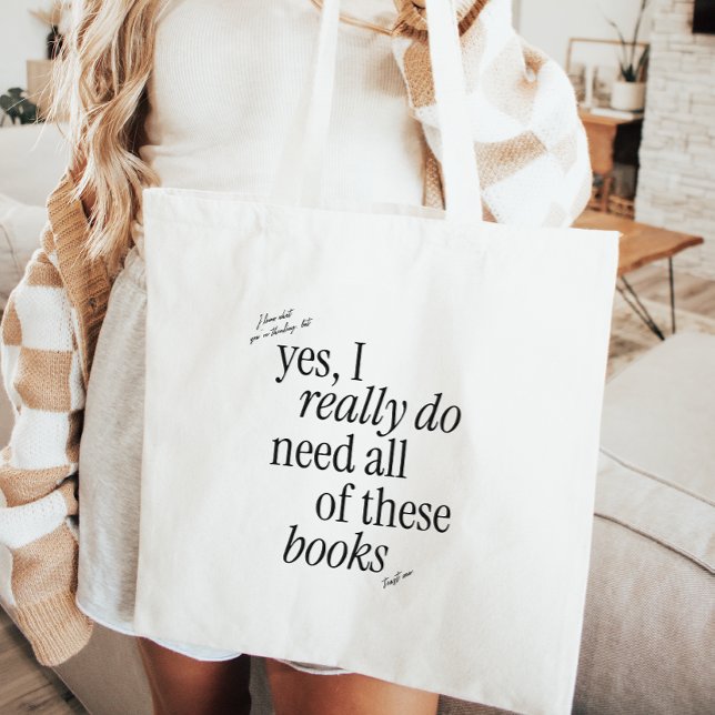 Minimalistic Typography Funny Book Lover  Tote Bag (Creator Uploaded)