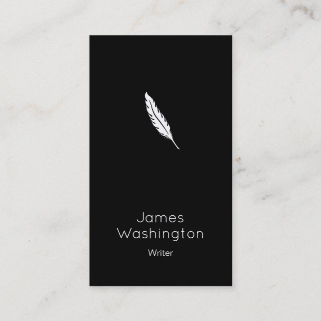 Minimalistic Vintage Writer Business Card - Black (Front)