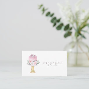 Minimalistic Watercolor Bakery Catere Cake Business Card