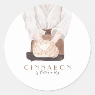 Minimalistic Watercolor Bakery Caterer Classic Round Sticker