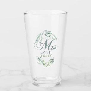 Minimalistic Watercolor Foliage Bride Glass