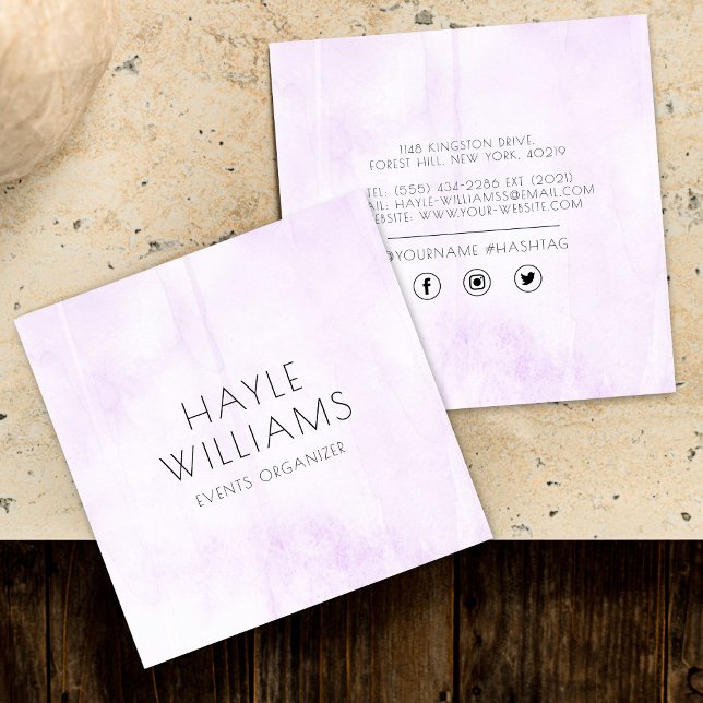 Minimalistic Watercolor Square Business Card (Creator Uploaded)
