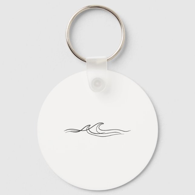 Minimalistic Wave Surfing Ocean Water Surfer Sea  Key Ring (Front)