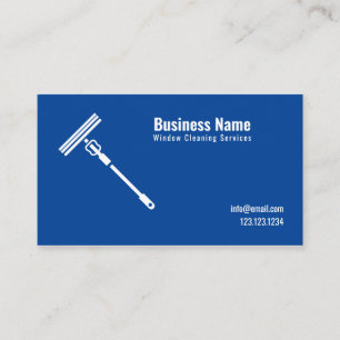 Minimalistic White and Blue Window Cleaning Business Card