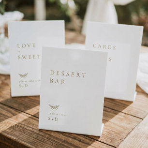 Minimalistic White Gold Dessert Bar Wedding Sign