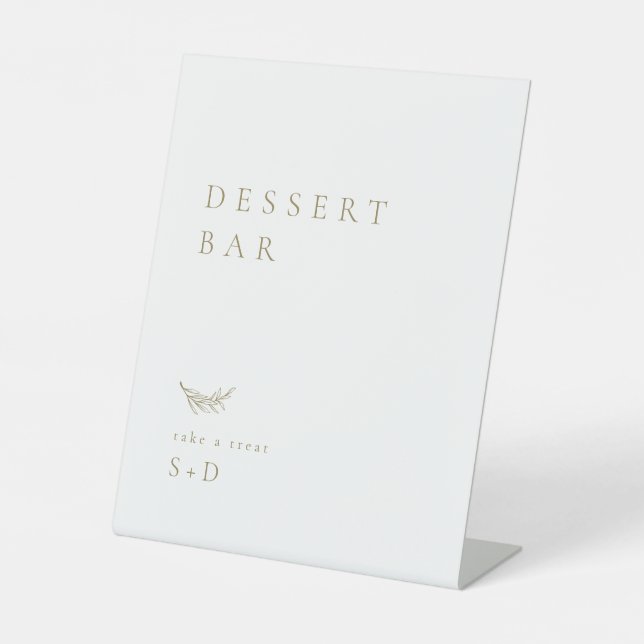 Minimalistic White Gold Dessert Bar Wedding Sign (Front)