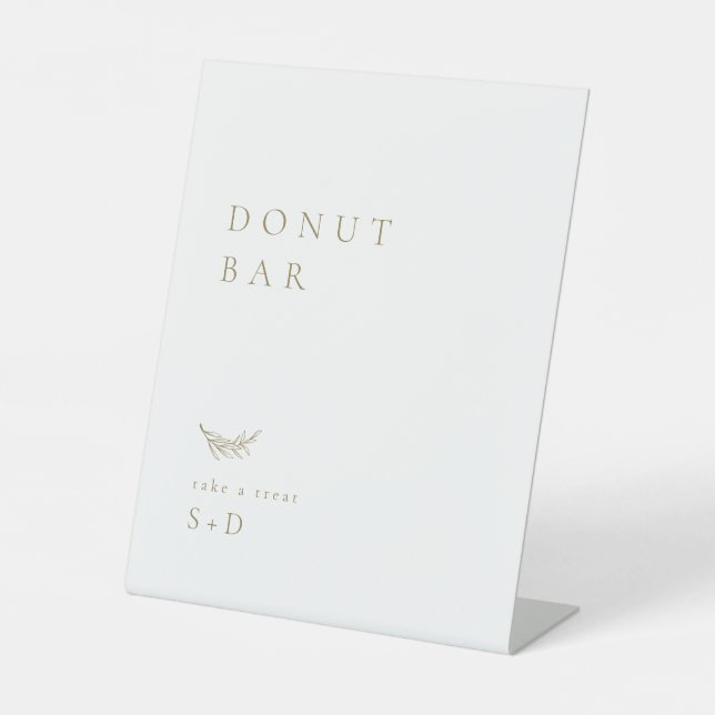 Minimalistic White Gold Doughnut Bar Wedding Sign (Front)