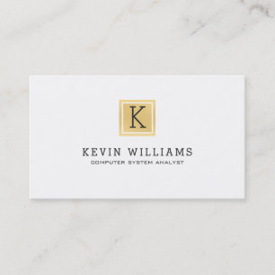 Minimalistic White & Gold Geometric Accent Business Card