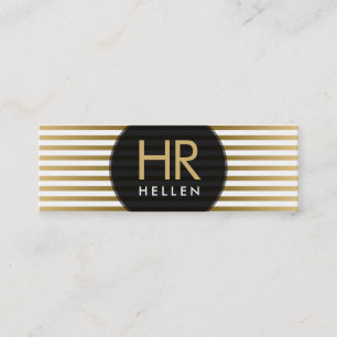 Minimalistic White & Gold Stripes Mini Business Card