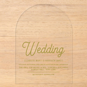 Minimalistic - White & Gold - Wedding Acrylic Invitations