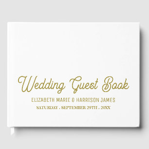 Minimalistic - White & Gold - Wedding Guest Book