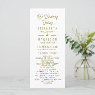 Minimalistic - White & Gold - Wedding Programme