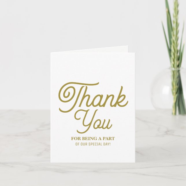 Minimalistic - White & Gold - Wedding Thank You Card (Front)