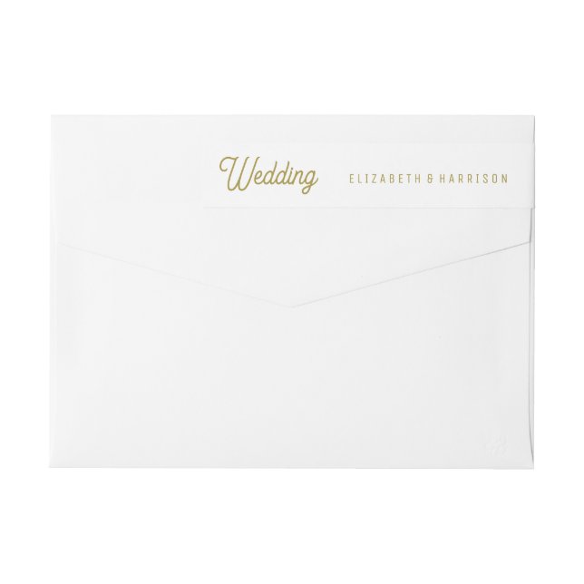Minimalistic - White & Gold - Wedding Wrap Around Label (Back)
