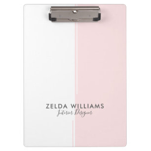 Minimalistic White & Pink Geometric Shapes & Lines Clipboard