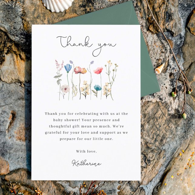 Minimalistic Wildflower Baby Shower Thank you  Card (Creator Uploaded)