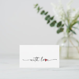 Minimalistic with love elegant red heart note enclosure card