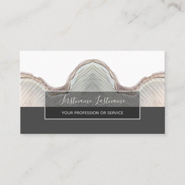 Minimalistic wooden grey rectangle stripes business card (Front)