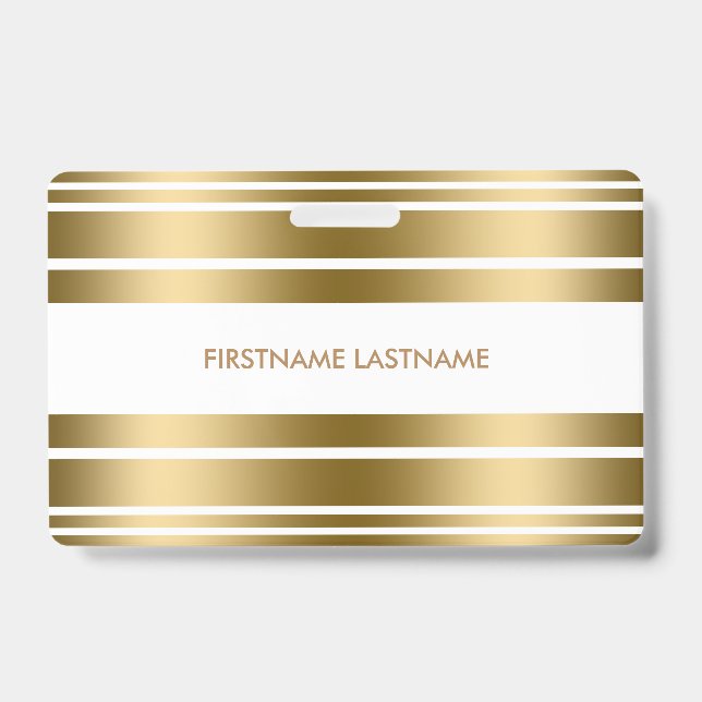 Minimalistig Gold & White Stripes ID Badge (Front)