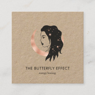 Minimalistisch Frau Mond Sterne Visitenkarte Square Business Card