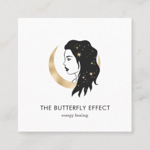 Minimalistisch Frau Mond Sterne Visitenkarte Square Business Card