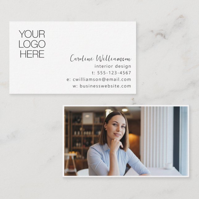 MinimalistLogo Photo Interior Designer Creative Business Card (Front/Back)