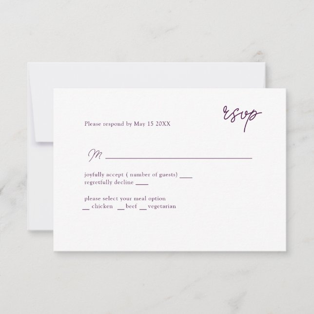 MInimally purple scripted RSVP (Front)