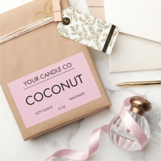 MinimalPink RectangleCandleLabel–CoconutSoy Candle Rectangular Sticker