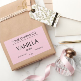 MinimalPinkRectangle Candle Label–VanillaSoyCandle Rectangular Sticker