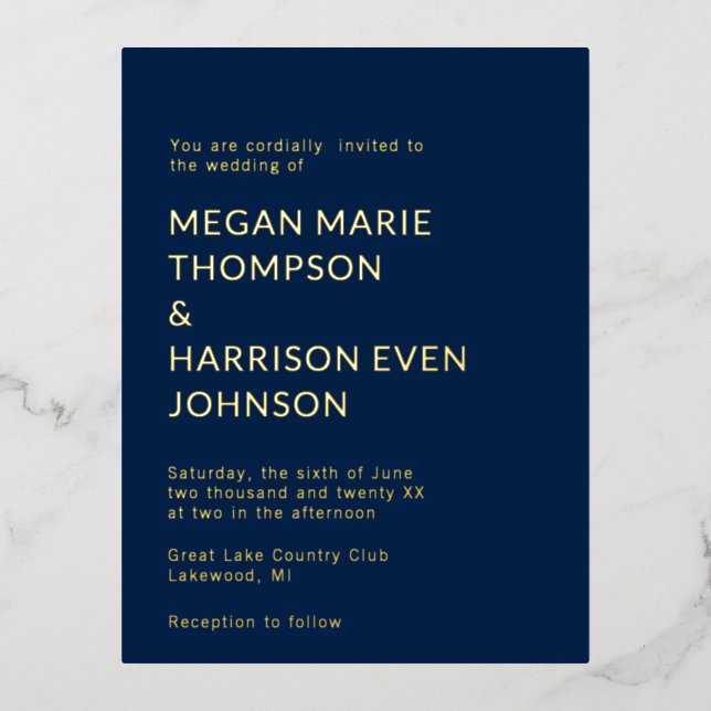 Minimalsist Classic Wedding Invitation (Front)