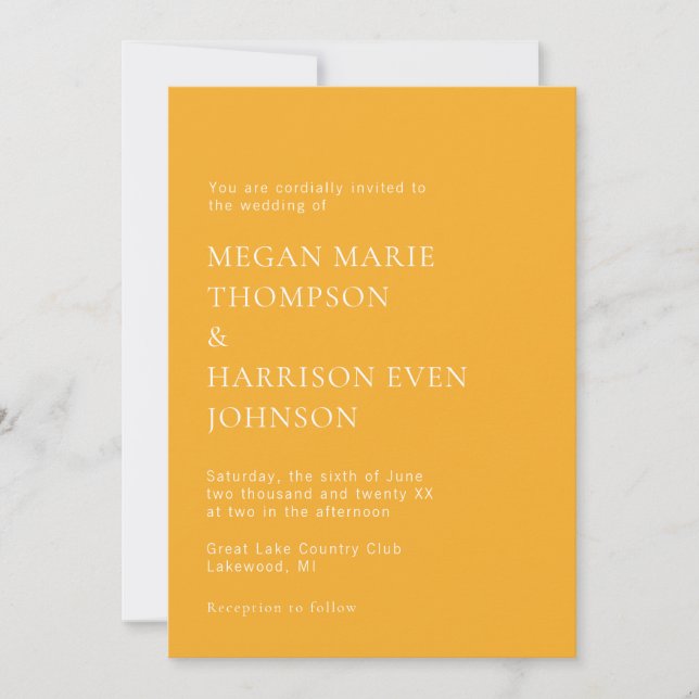 Minimalsit Elegant Classic Wedding Invitation (Front)