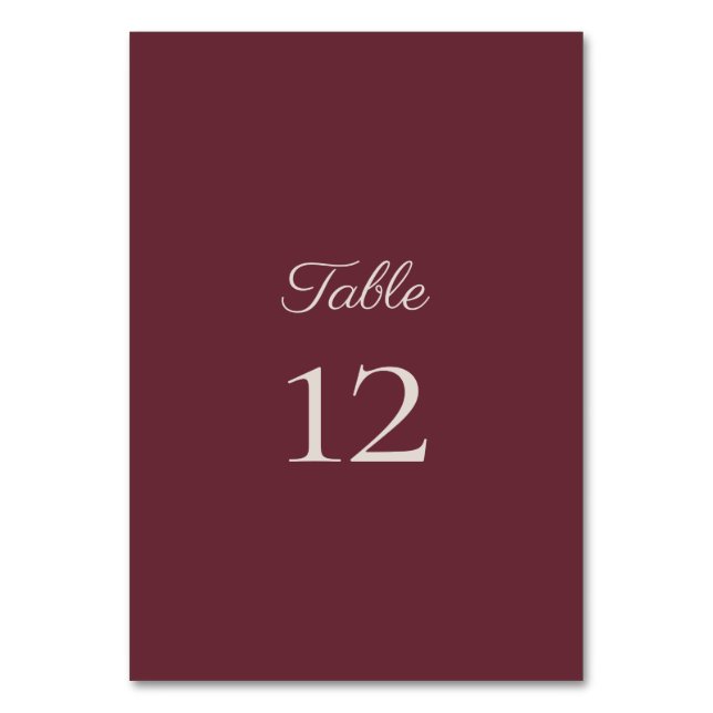 Minimalst Script Purple Plum Table Number (Front)