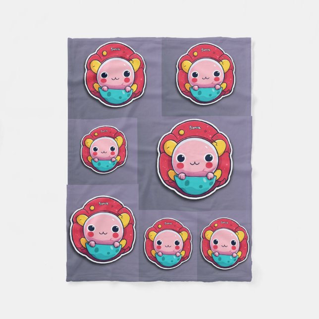 Minimatist cartoon fleece blanket (Front)