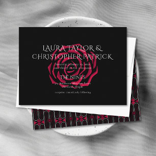 Minimlaist Elegant Rose Burgandy Rose Invitation