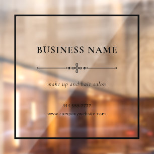Minimlist Business Salon Name Black Frame Window Cling