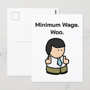 Minimum Wage Woo Funny Office Worker Cartoon Art Postcard