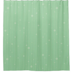 Mininal stripes and dots modern mint green shower curtain