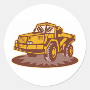 mining truck dump dumper tipper lorry classic round sticker