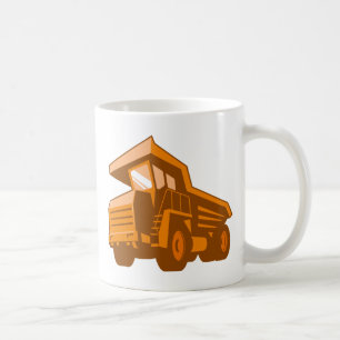 mining truck low angle retro style coffee mug