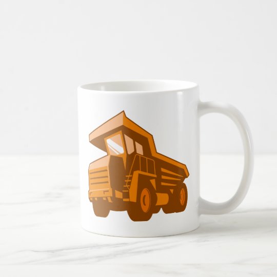 mining truck low angle retro style coffee mug