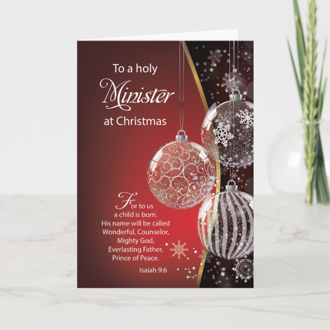 Minister Christmas Bible Quote Ornaments  Card (Front)