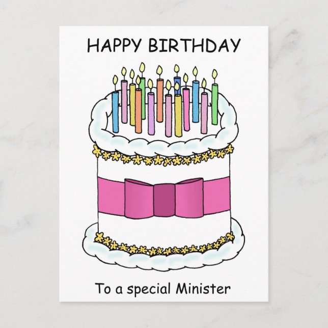 Minister Happy Birthday Postcard (Front)