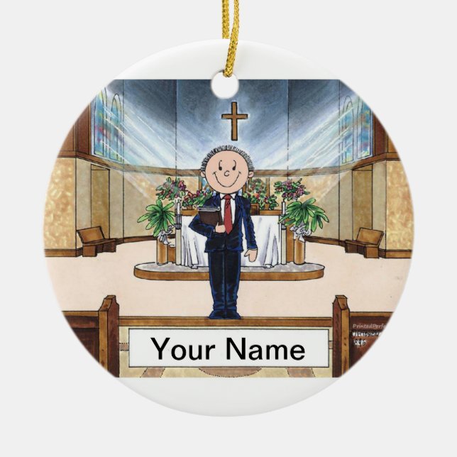 Minister - Male Ceramic Tree Decoration (Front)