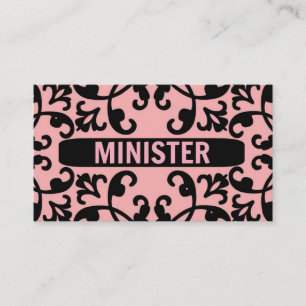 Minister Peach Damask Business Card