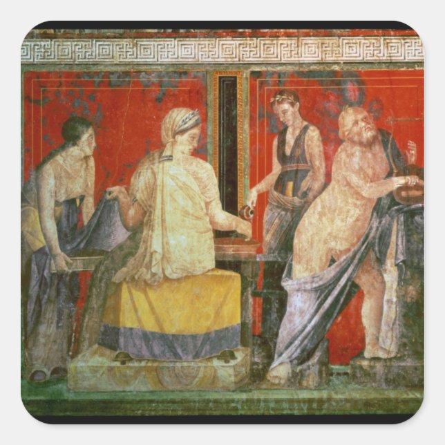 Ministrant Carrying a Tray of Food Square Sticker (Front)