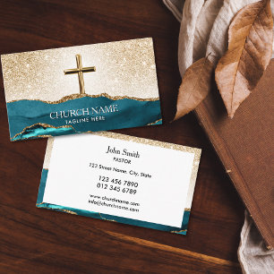 Ministry Church Pastor Deacon Bishop Gold Cross Business Card
