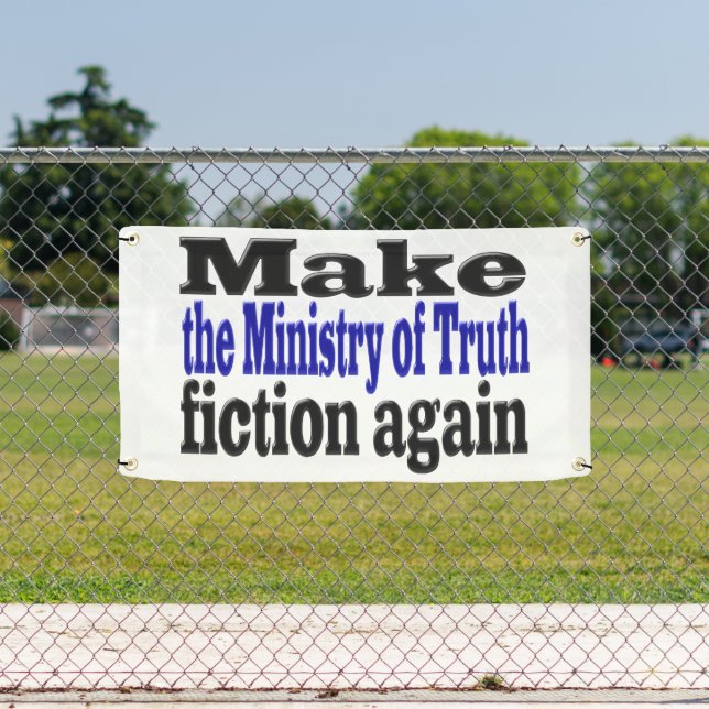 Ministry of Truth Fake News black and blue text Banner (Insitu)